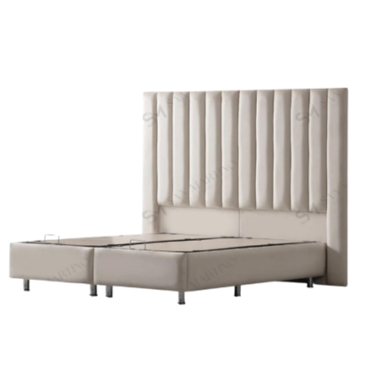 Lit Coffre Athena - Velours Blanc Cassé