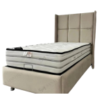 Lit Coffre Rio - Velours Beige 90x190