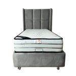 Lit Coffre Rio - Velours Gris 90x190