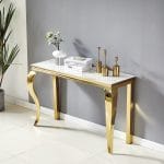 Console BAROQUE Marbre Blanc/ Noir Pied Doré/ Argent