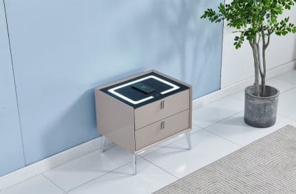 Chevet À Induction Taupe Argent