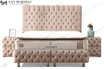 Lit Coffre Luna - Velours Capitonnée Beige – Image 3