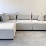 Canapé Élégance Chenille Modulable Blanc Cassé 3+1