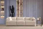 Canapé Mila Modulable Velours Blanc Cassé – Image 3