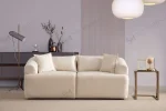 Canapé Mila Modulable Velours Blanc Cassé – Image 2