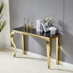 Console BAROQUE Marbre Blanc/ Noir Pied Doré/ Argent – Image 4