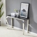 Console BAROQUE Marbre Blanc/ Noir Pied Doré/ Argent – Image 3