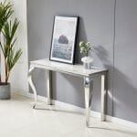 Console BAROQUE Marbre Blanc/ Noir Pied Doré/ Argent – Image 2