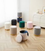 Pouf P03 D35xH42cm Piétement Gold Velours Coloris Aux Choix – Image 2