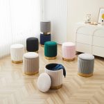 Pouf P03 D35xH42cm Piétement Gold Velours Coloris Aux Choix