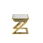Guéridon Gigogne Chrome/ Gold en Marbre Blanc – Image 5