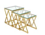 Guéridon Triple Pop en Gold Marbre Blanc/ Transparent – Image 3