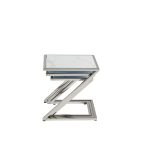 Guéridon Gigogne Chrome/ Gold en Marbre Blanc – Image 4