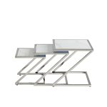 Guéridon Gigogne Chrome/ Gold en Marbre Blanc – Image 2