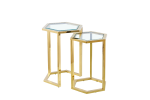 Guéridon Gigogne Hexagona Chrome/ Gold Transparent