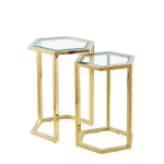 Guéridon Gigogne Hexagona Chrome/ Gold Transparent