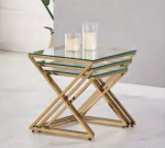 Guéridon Triple Pop en Gold Marbre Blanc/ Transparent – Image 2