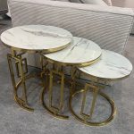 Guéridon Herme Gold Marbre Blanc