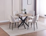 Table Repas Jessica Métal Noir Plateau Chêne / Bois Noir