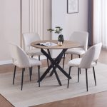 Table Repas Jessica Métal Noir Plateau Chêne / Bois Noir