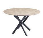 Table Repas Jessica Métal Noir Plateau Chêne / Bois Noir – Image 5