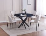 Table Repas Jessica Métal Noir Plateau Chêne / Bois Noir – Image 2