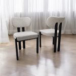 Chaise HERA Tissu Chenille Pied Noir ou Bois