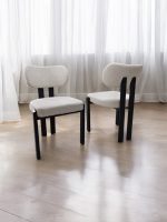 Chaise HERA Tissu Chenille Pied Noir ou Bois