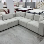 Canapé Élégance Chenille Modulable Blanc Cassé 4+1