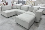 Canapé Élégance Chenille Modulable Blanc Cassé 4+1 – Image 3