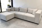 Canapé Élégance Chenille Modulable Blanc Cassé 3+1 – Image 4
