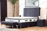 Lit Coffre Luna - Velours Capitonné Anthracite – Image 2