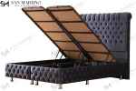 Lit Coffre Luna - Velours Capitonné Anthracite – Image 4