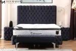 Lit Coffre Luna - Velours Capitonné Anthracite – Image 5