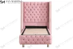 Lit Coffre Enfant Clouté Rose - Velours Capitonné 90x190cm – Image 3