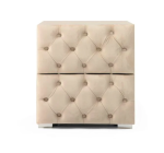 Chevet Capitonné Velours Beige – Image 2