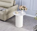 Guéridon VALMY Pied Beige Plateau Céramique Marbré 50cm diametre – Image 3