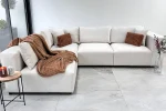 Canapé Azra Modulable Velours Blanc cassé