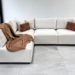Canapé Azra Modulable Velours Blanc cassé