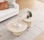 Table Basse Duo Baieta Pieds Beige Céramique Travertin – Image 2