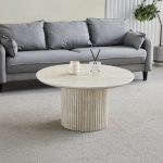 Table Basse Calypso Céramique Full Travertin Ronde