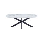 Table Basse Manon Pied Métal Noir Céramique Marbre Blanc – Image 2