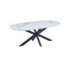 Table Basse Manon Pied Métal Noir Céramique Marbre Blanc – Image 3
