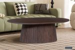 Table Basse Miguel 120cm Ovale Bois de Manguier Brun Foncé/ Clair