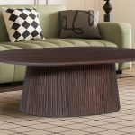 Table Basse Miguel 120cm Ovale Bois de Manguier Brun Foncé/ Clair