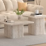 Set de 2 Tables Basses Bobby Travertin Beige
