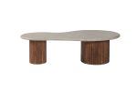 Table Basse Marlon 120cm Bois de Manguier avec Travertin Beige – Image 2