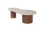 Table Basse Marlon 120cm Bois de Manguier avec Travertin Beige – Image 3
