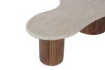 Table Basse Marlon 120cm Bois de Manguier avec Travertin Beige – Image 4