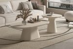 Table Basse Tavira 120cm Ciment Beige/ Blanc – Image 2